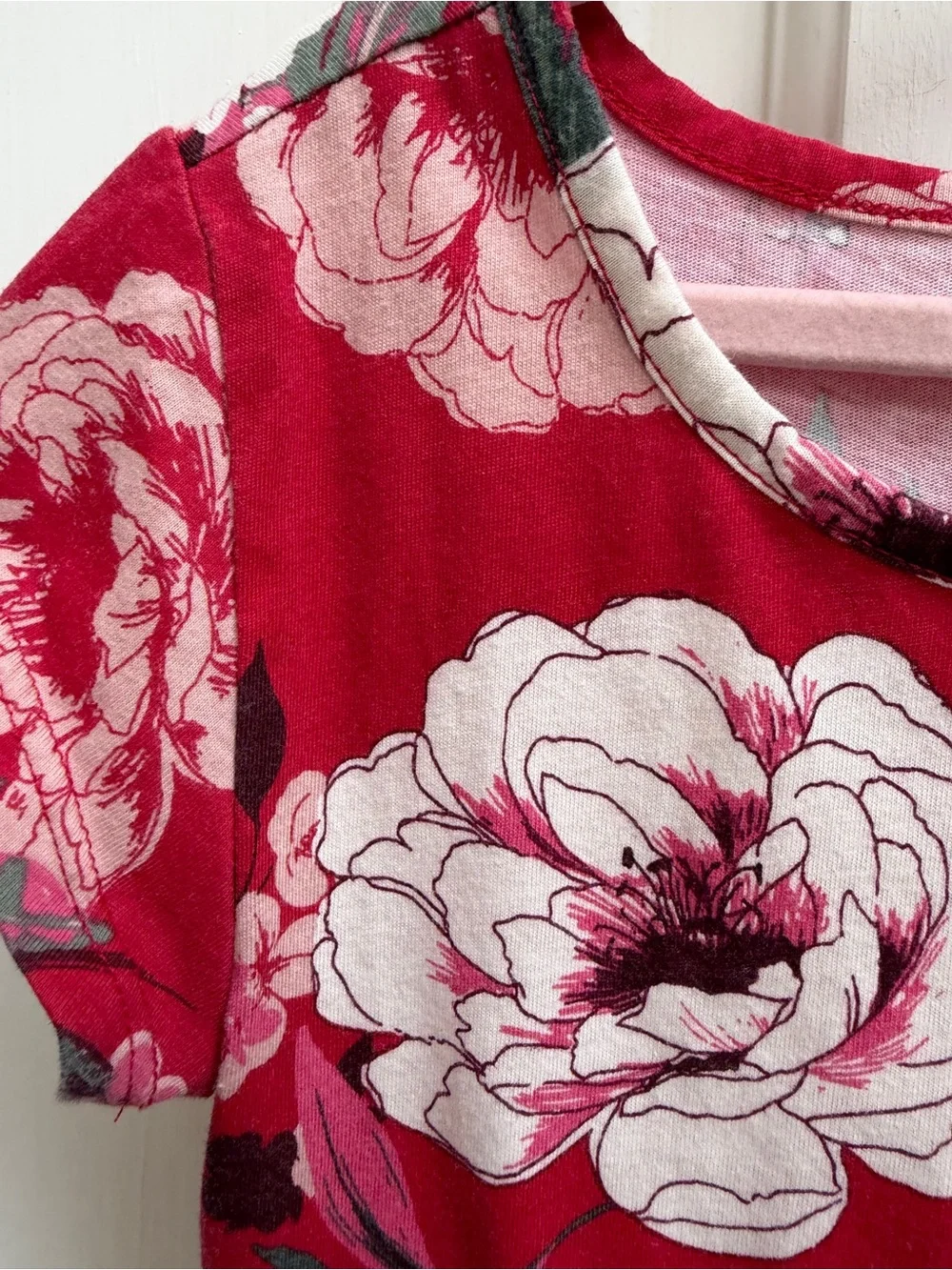 The Children's Place Girls S 5 6 Red Floral Short-Sleeve Dress